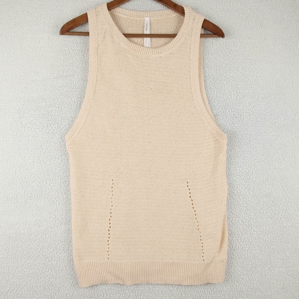 Sleeveless Knit Tank Sweater in Cream